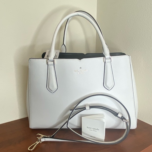 NWT Authentic Kate Spade Medium Triple Compartment Satchel, Opticwhite color - Picture 12 of 16